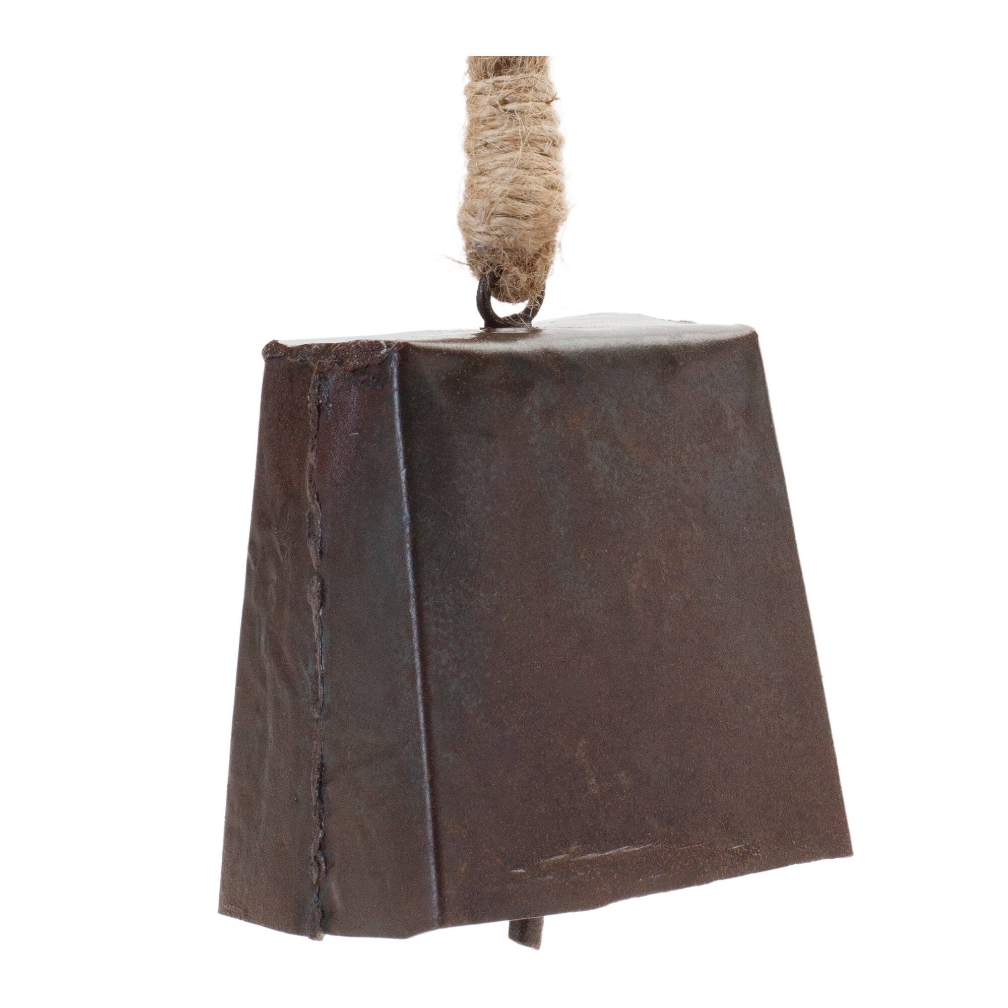 8.5" Bronze Metal Bell Ornament with Jute Rope Hanger, 4ct.